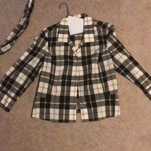 Plaid button down with matching sash